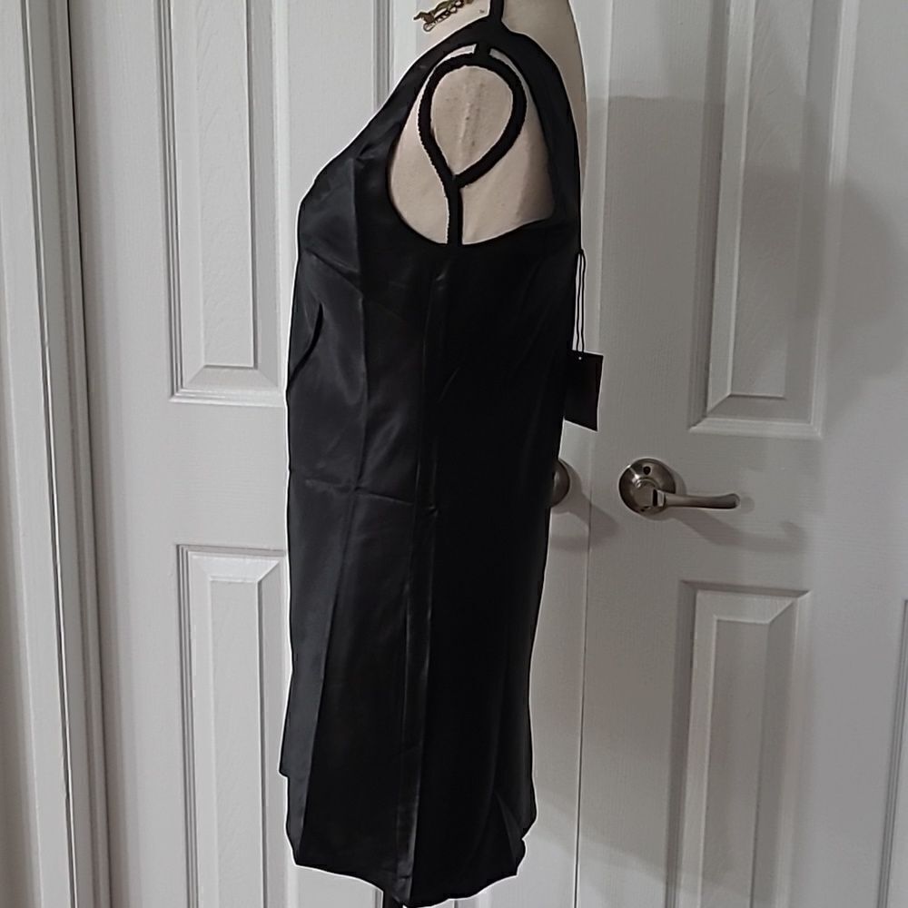 ♡♡♡ Le Lis Cami Black Lined Sexy Satin Slip Dress sz XS S M L - Picture 6 of 9